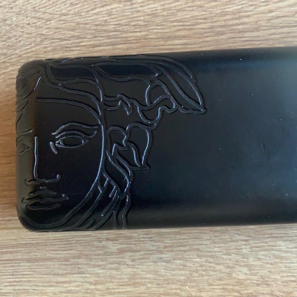Authentic Versace authentic Glass/sunglass case in black leather